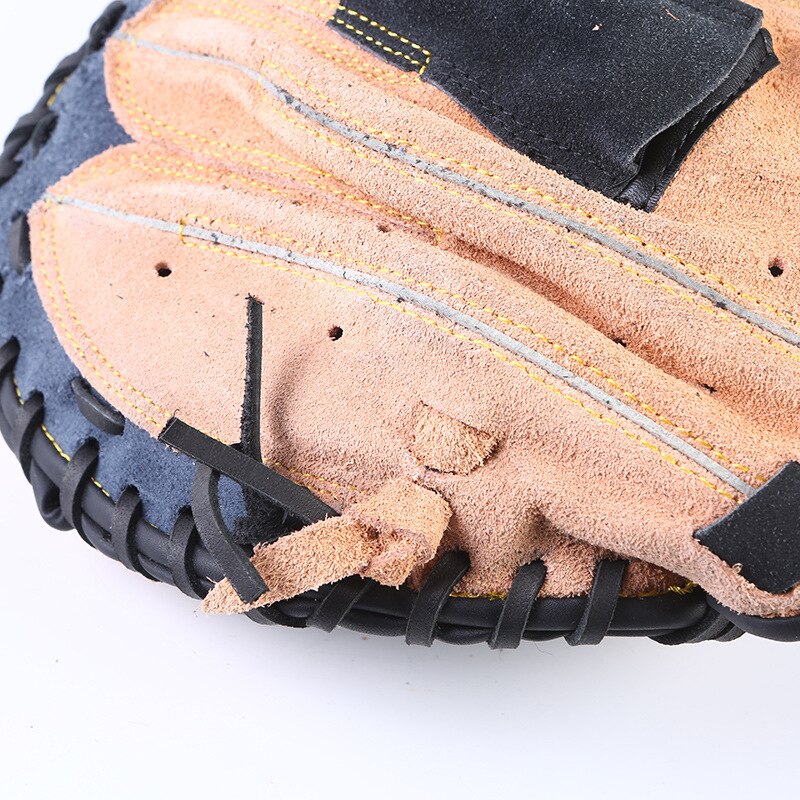 Outdoor Sports Brown Black Leather Baseball Catcher Glove Softball Practice Equipment Size 12.5 Left Hand for Adult Training