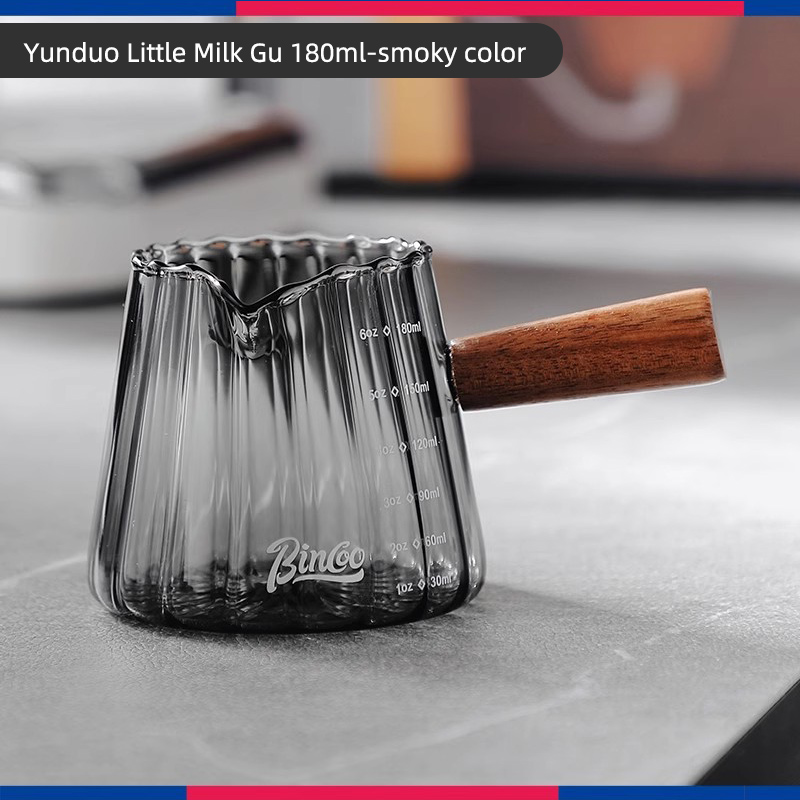 Misurino in vetro con manico in legno 1pc misurino per caffè caffè espresso in vetro doppia bocca singola caffè al latte tazza trasparente forniture per caffè: Di Colore Giallo chiaro