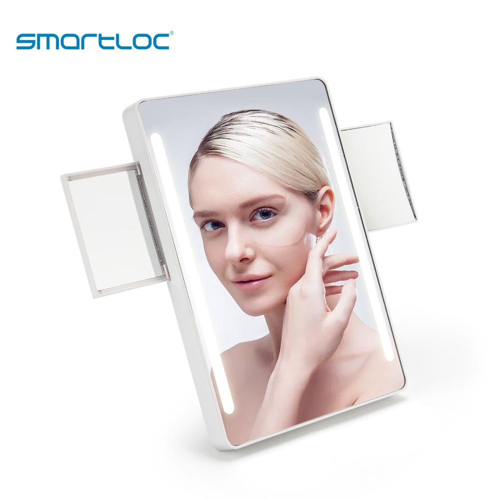 smartloc Plastic Rectangle Magnifying LED Screen Touch Bathroom Wall Mirror Bath Vanity Mirrors Dressing Table Stand 11x7.8 inch