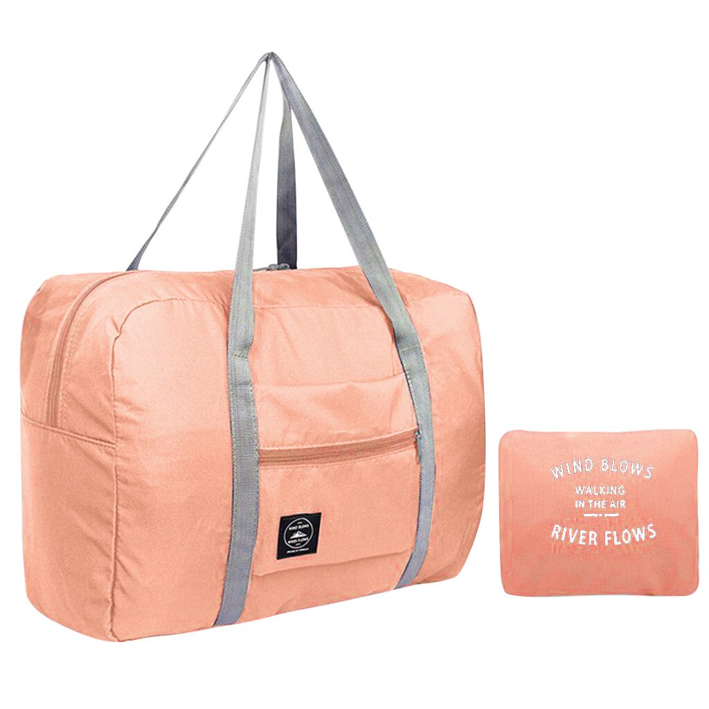 Sacos de Viagem Dos Homens Das Mulheres de Grande Capacidade de Nylon impermeável Dobrável Duffle Bag Organizador Cubos de Embalagem Bagagem Menina Saco De Fim De Semana #40: Pink 