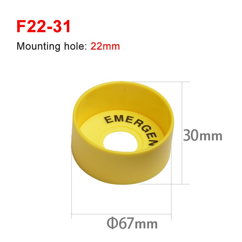 22mm yellow emergency stop button protection cover button switch emergency mushroom head protection seat protection cover ring: F22-31