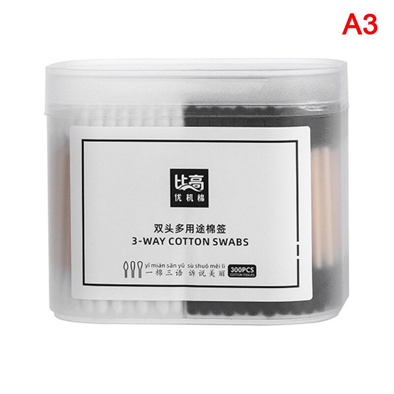 300Pcs/box Cotton Swab Wood Sticks Soft Cotton Buds Cleaning Of Ears: A3