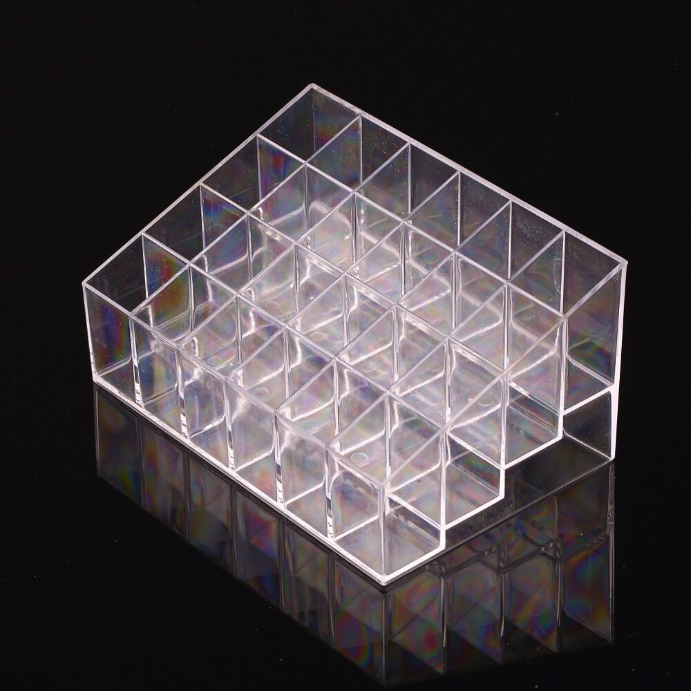 24- grid acryl make-up organizer opbergdoos cosmetische lippenstift sieradendoos displaystandaard make-up tools kwastenhouder