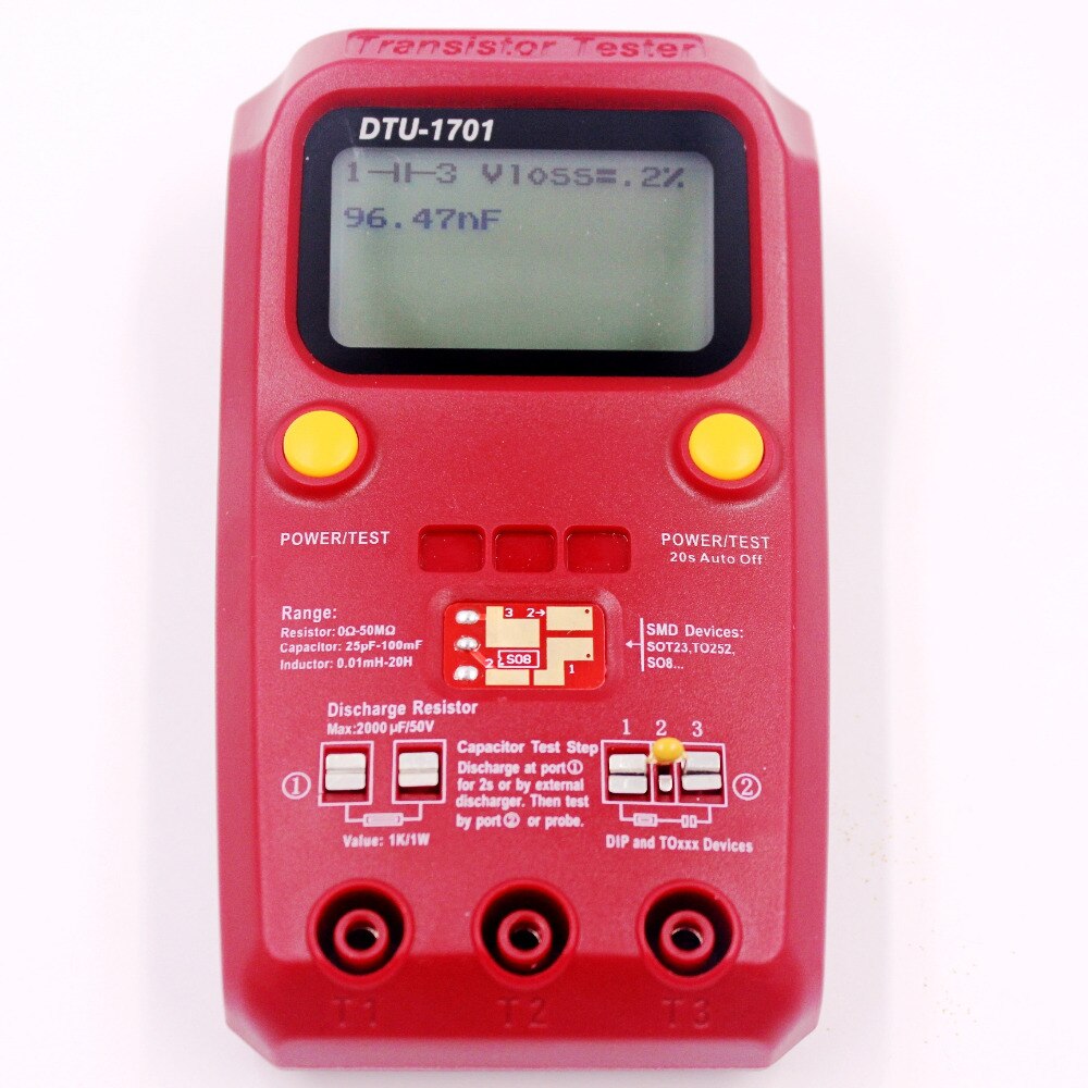 DTU1701 Transistor Tester MOSFET Triode LCR inductance resistance capacitance SCR ESR meter SMD Multifunction tester