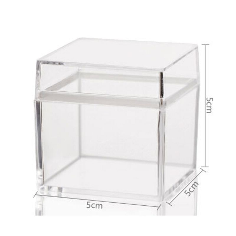 Clear Acrylic 5 Sided Jewelry Display Storage Box Case Square Cube Props Box
