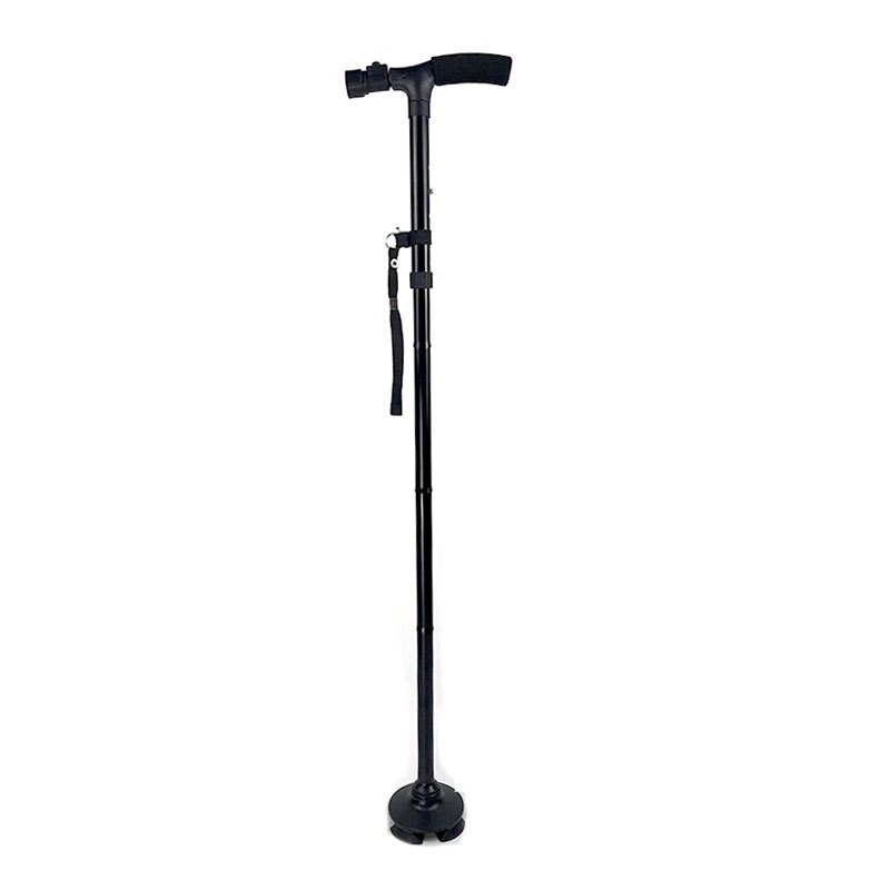 LED Light Safety Walking Stick For Old Man Folding Trekking Poles T-handle Hiking Poles Cane Walking Stick For Elders Crutch: Default Title