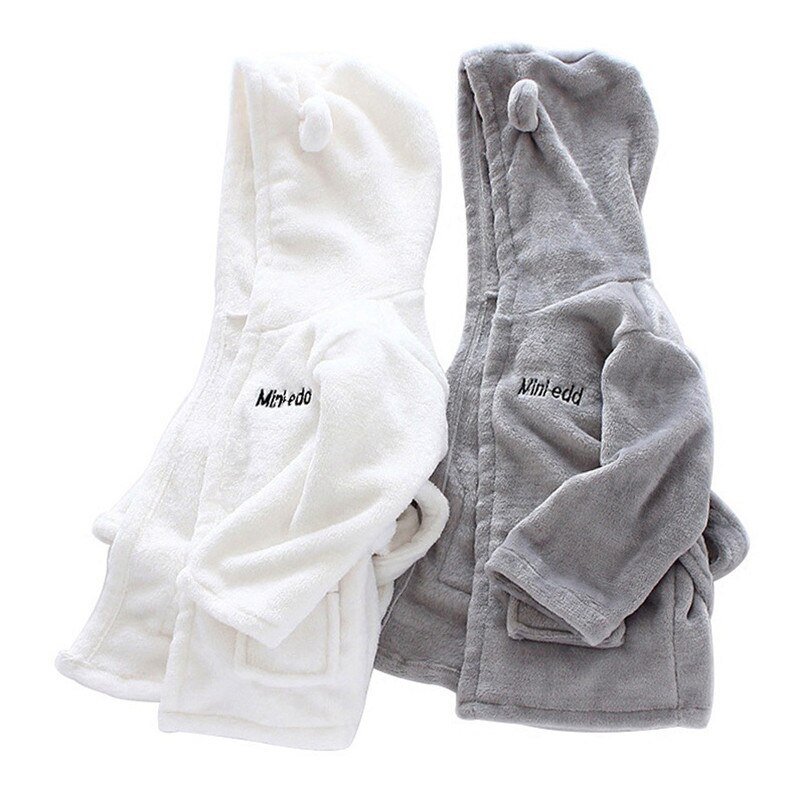 Baby badekåbe toddler børn baby solid badekåbe bomuld plys hætteklædte badekåbe håndklæde pyjamas  #4 m 29