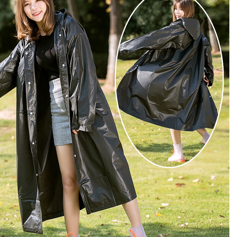 Schutzhülle regenmantel Geschmack Poncho erwachsene männer und frauen verdickt EVA regenmantel für Wandern tourismus: Schwarz
