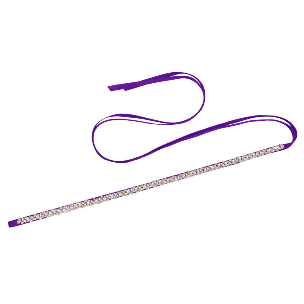 Pasek ślubny trixy z  s404 kryształkami, wstążki, srebrny pas z diamentami, pas ślubny z koralikami, pas dla druhny, dodatki ślubne: Fioletowy