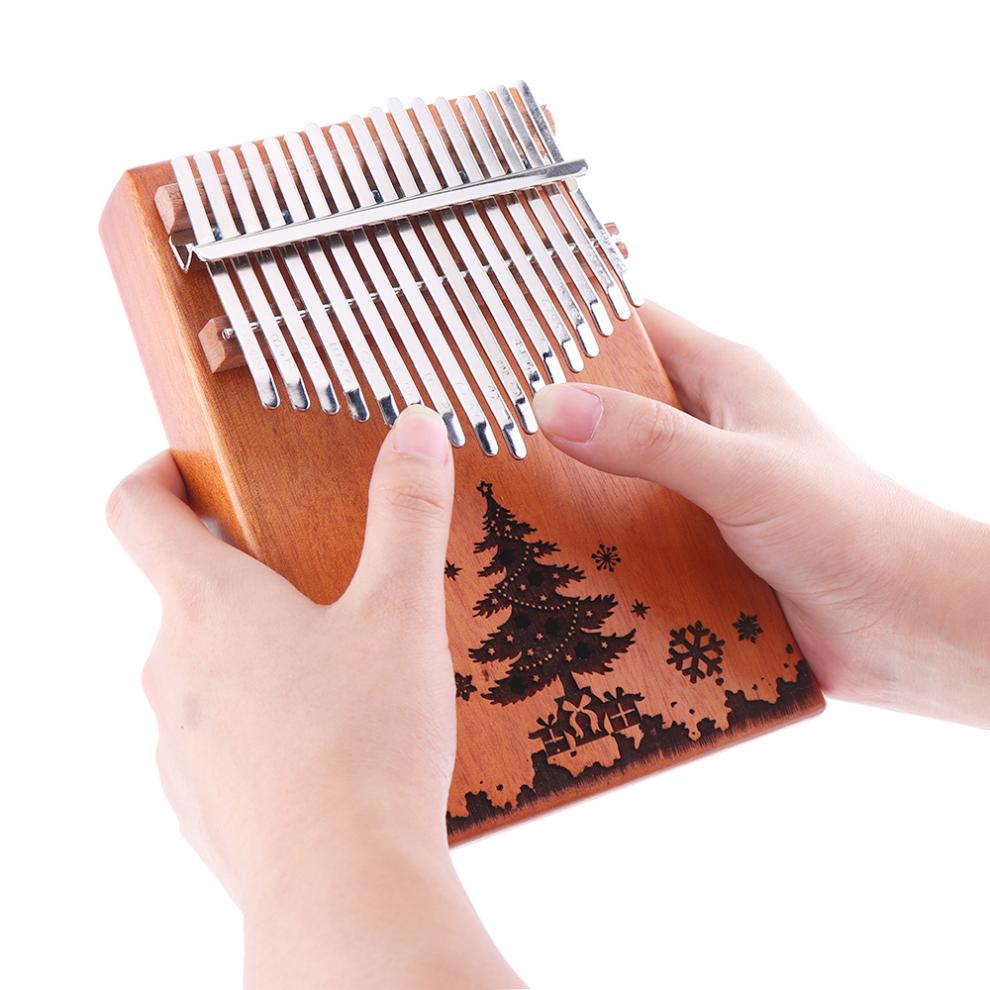 Kalimba de 17 teclas, árbol de Navidad, agujero de sonido, tablero individual de caoba, Piano de pulgar, Mini teclado Natural, instrumento, de Navidad