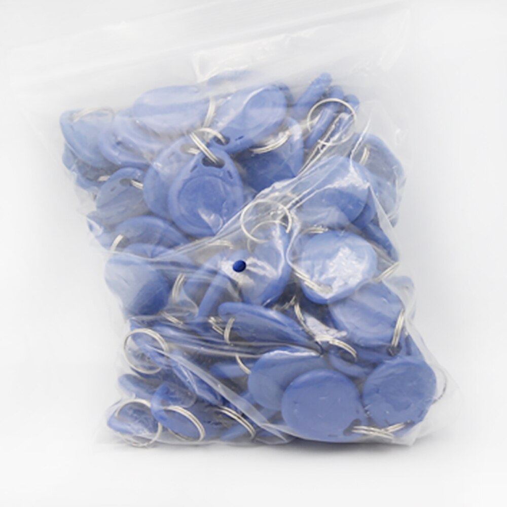 100pcs Waterproof EM4305 T5577 Copy Rewritable Writable Rewrite Duplicate RFID Tag Proximity ID Token Key Keyfobs Ring Clone Car: blue