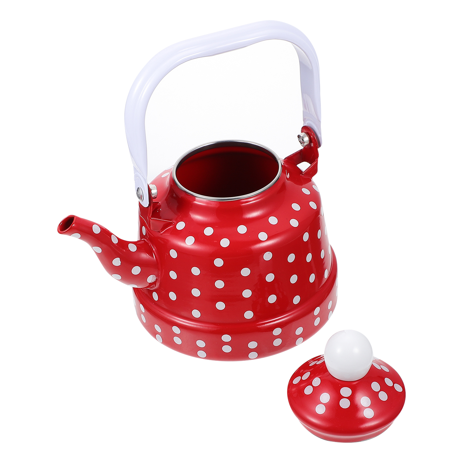 Bouilloire à eau bouillante pour maison de thé, motif de points d&#39;émail, bouilloire à eau bouillante, bouilloire domestique: Red