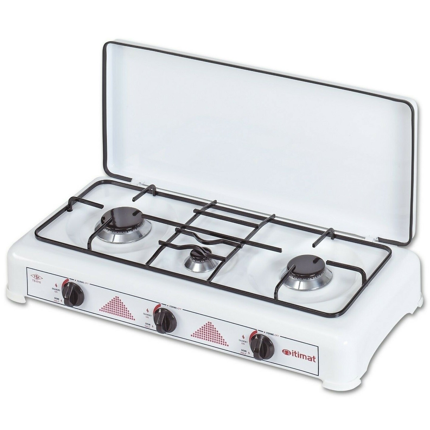 3 quemadores GLP Cocina de gas con tapa I-15 , – itimat – Esmalte utensilios de cocina, parrillas de Gas seguridad de corte