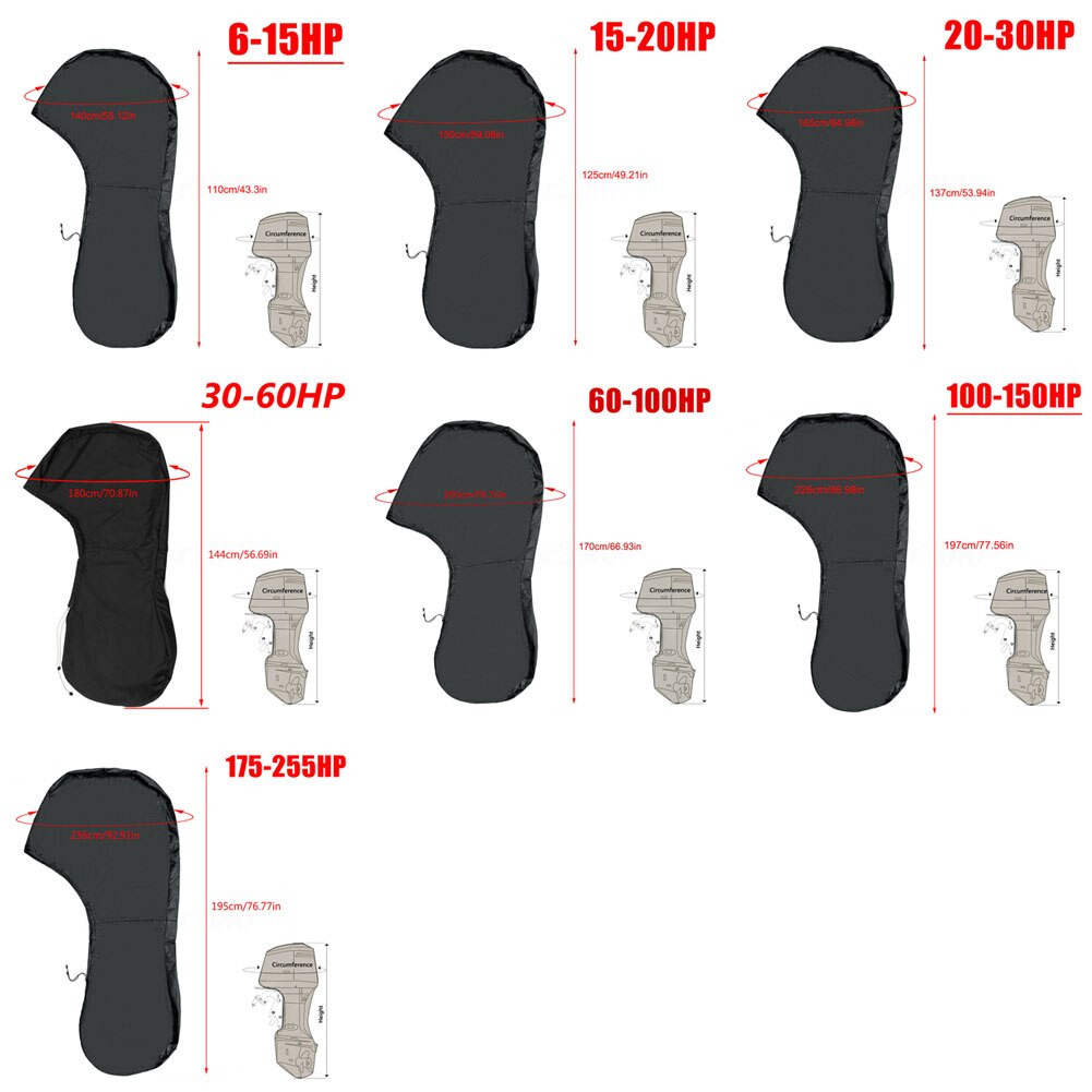 Waterproof Accessories Anti Scratch Engine Protector Black Oxford Cloth Outboard Boat Dustproof Durable Outdoor Full Motor Cover