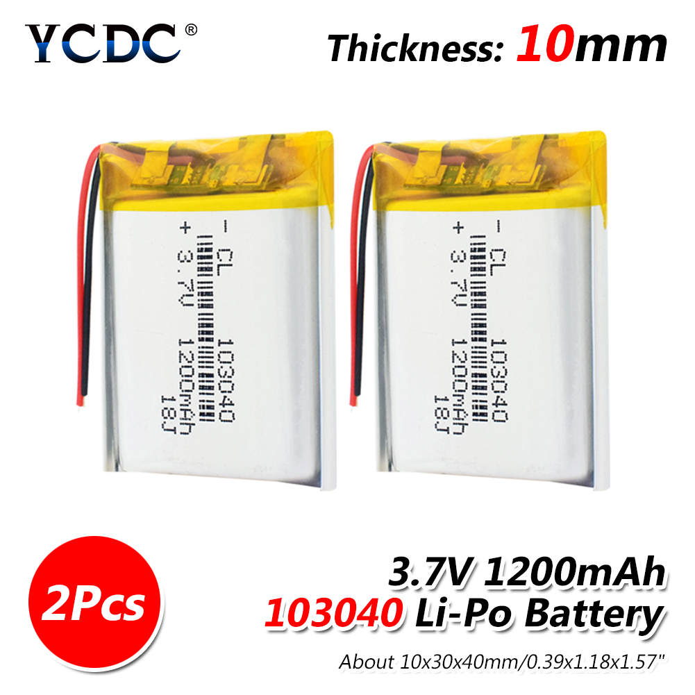 103040 3,7 V 1200mAh Li-ion DIY batería li-ion células Lipo litio li-po batería de polímero para MP3 MP4 DVD GPS Bluetooth auriculares: 2 Pcs