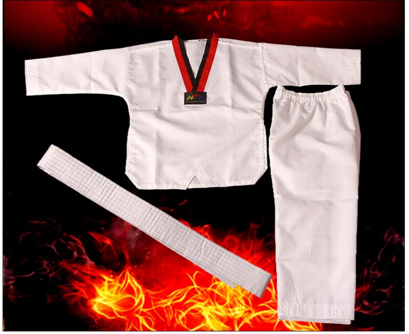Traje de Taekwondo para hombres, mujeres y niños, uniforme de Taekwondo blanco TKD de poliéster y algodón para Karate, conjunto de Dobok