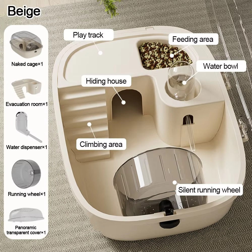 Jaula para hámster de doble capa, gran espacio, transpirable, transportador de animales pequeños, caja de transporte para mascotas Visible translúcida, uso en exteriores: Amarillo claro