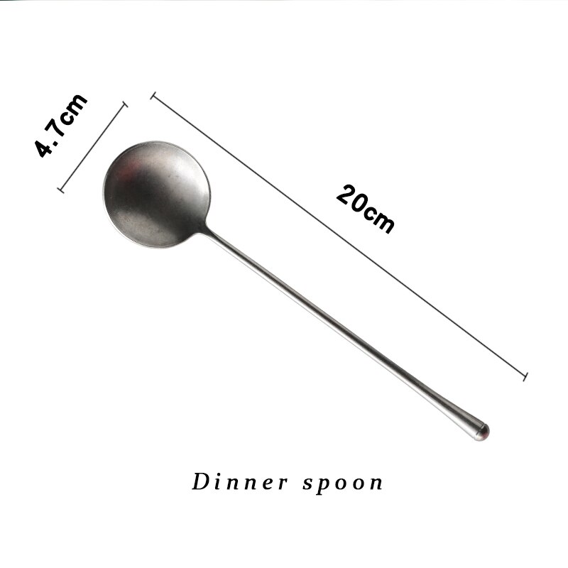 Silber 304 Edelstahl Westlichen Besteck einstellen retro Abendessen Messer Gabel Löffel einstellen Spezielle Gabeln Kaffee Tee Löffel Obst Gabel: verrotten