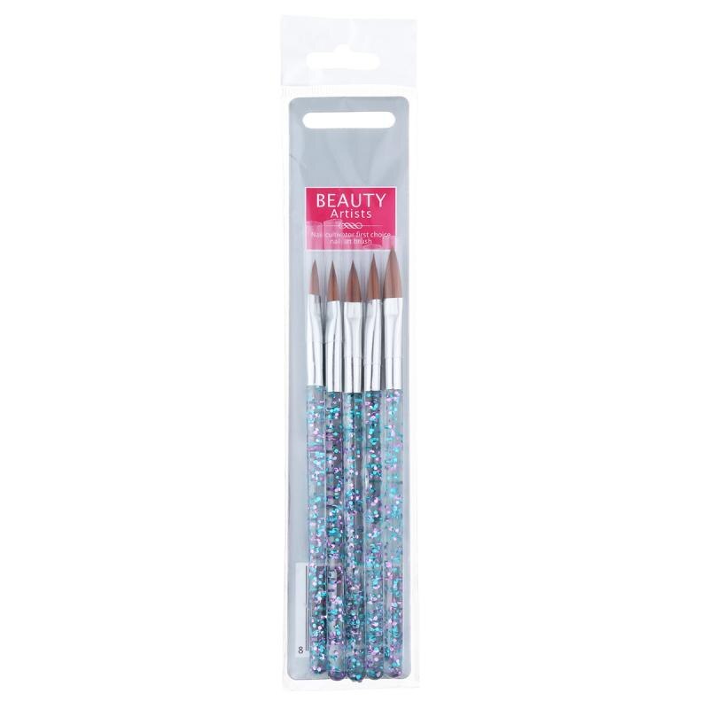 5 stk akryl nail art børste værktøj uv gel negle krystal pen fransk negle blandede farver gravering negle kunst lak diy negle tegning