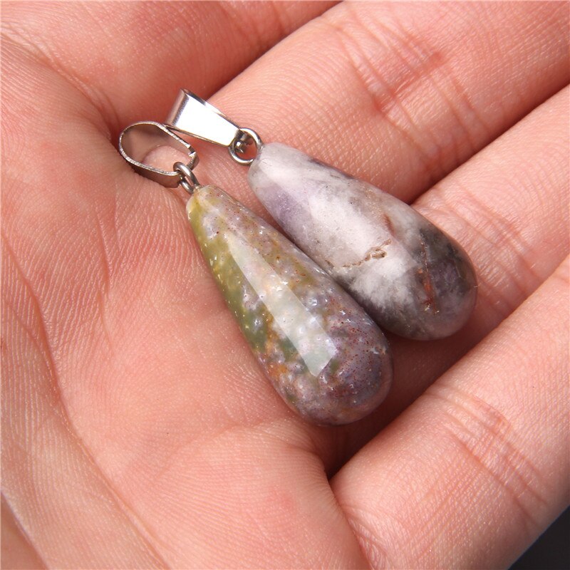 Grande pierre naturelle en forme de goutte d'eau, 5 pièces, pendentif Agates bleu en grès œil de tigre, Style Unique, collier à breloques, bricolage