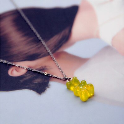 HZ Korean Cute Gummy Bear Colorful Sweet Lovely Bracelet Cool Long Chain Alloy Metal Line Necklace for Women Jewelry Party