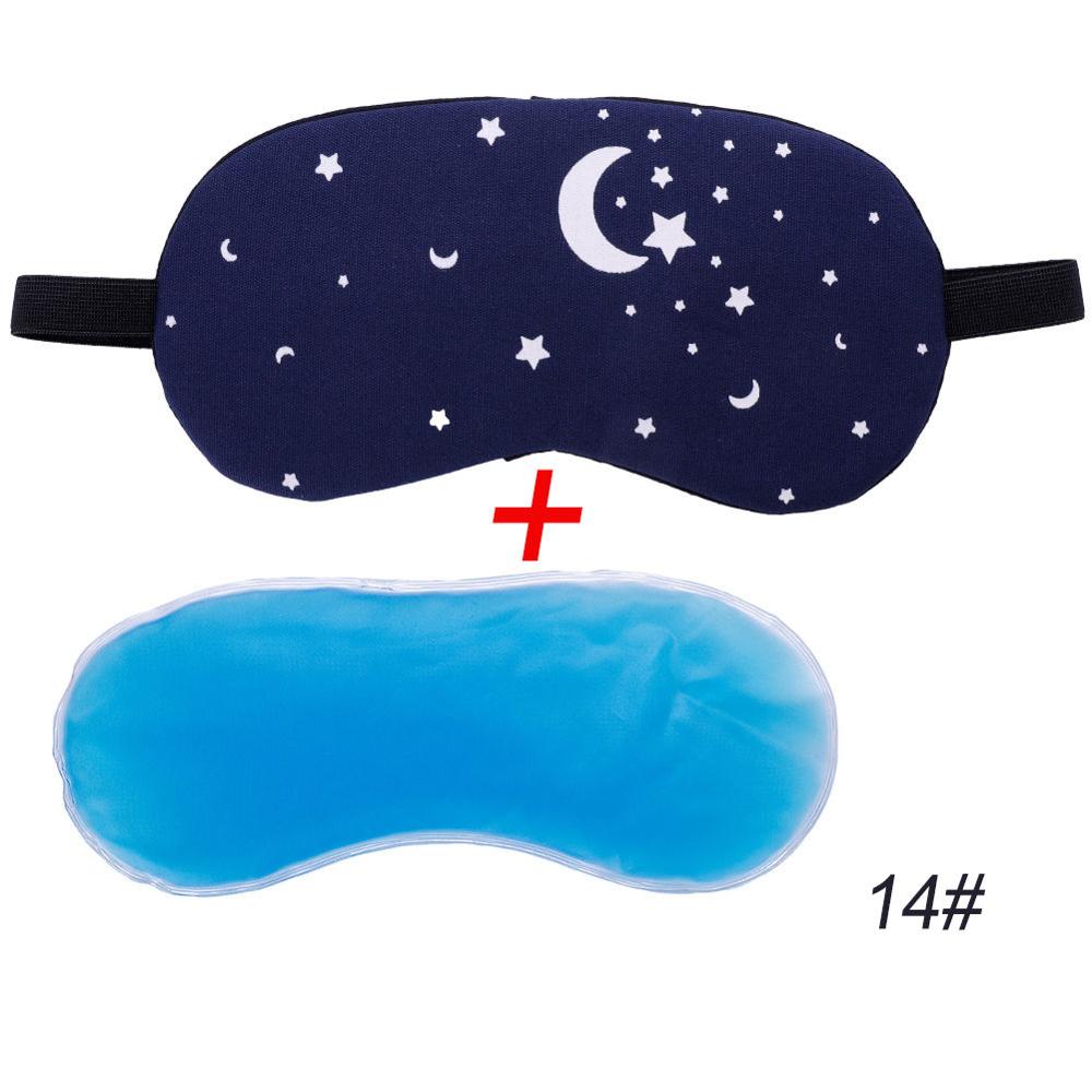 1Pc Sleeping Mask Eyepatch Eye Cover Cotton Mask for Eye Travel Relax Sleeping Aid Eye Patch Shading Eye Mask: 14 With Ice Gel-Moon