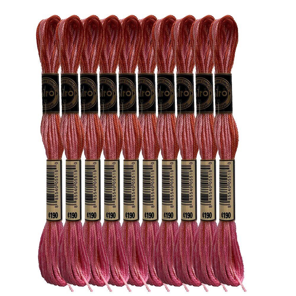 Color Variations Embroidery Floss Pack Variegated Cross Stitch Thread Bonfire Gold Arctic Sea Blue Rose Petals Purple, 8.7 Yard: Ocean Coral x10