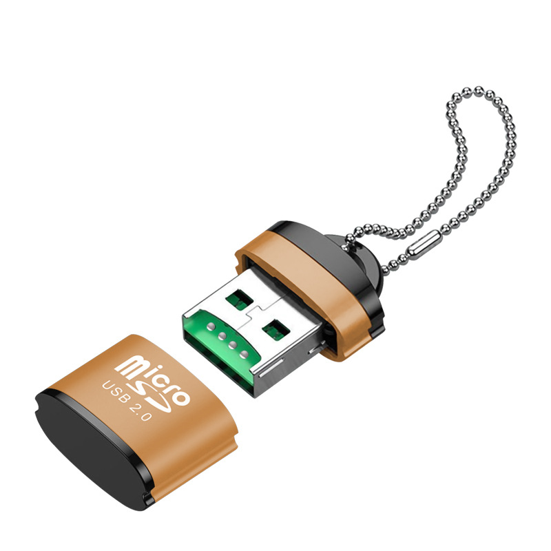 Mini lector de tarjetas microSD TF USB 2,0, adaptador de tarjetas de memoria para teléfono móvil, adaptador USB de alta velocidad para accesorios de ordenador portátil: Gold