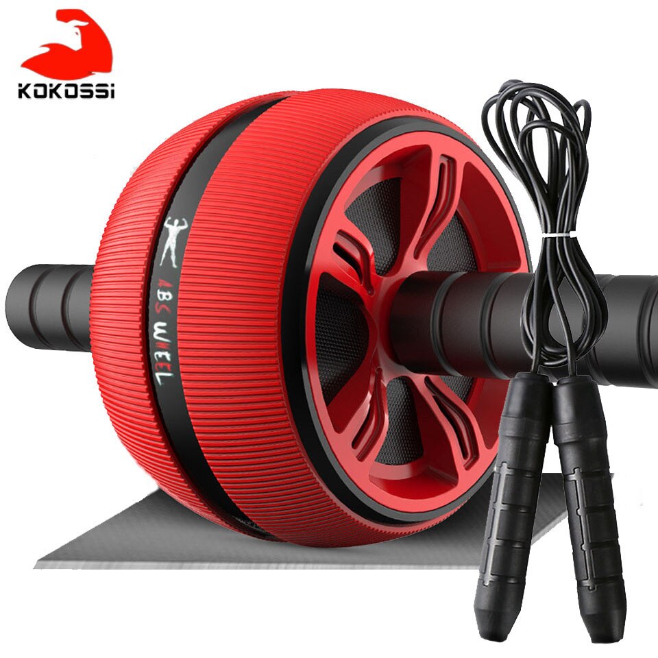 Kokossi Abs Abdominale Roller Oefening Wiel Fitness Apparatuur Mute Roller Voor Armen Terug Buik Core Trainer Body Vorm Training: Red with rope