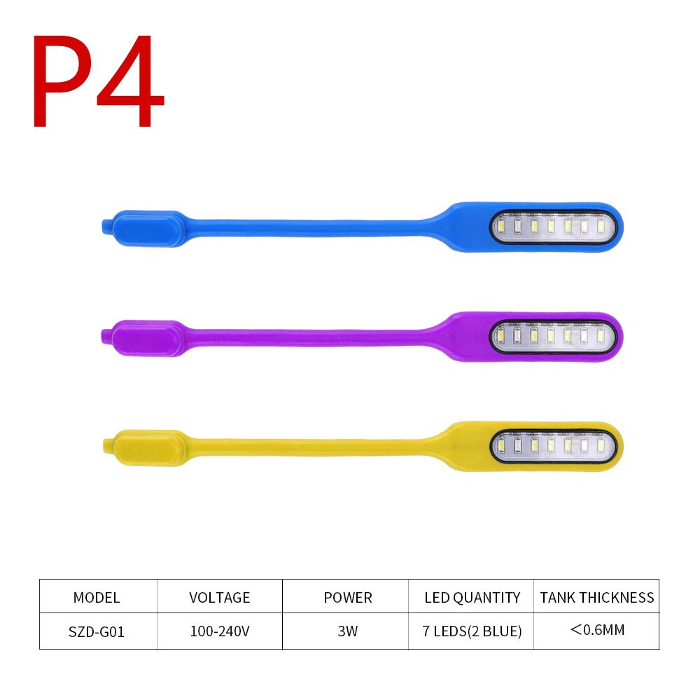 Lámpara LED para acuario, luces con Clip de fijación magnética, giratorio de 360 grados, USB, 3W: SZD-G01-P4