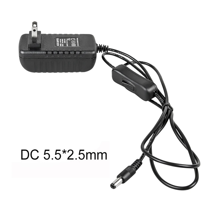 Alimentation 12V 1A 2A 3AP, avec interrupteur, prise ue/US, adaptateur d'alimentation, chargeur AC 100-240V à DC 12V, pilote de transformateur d'éclairage LED