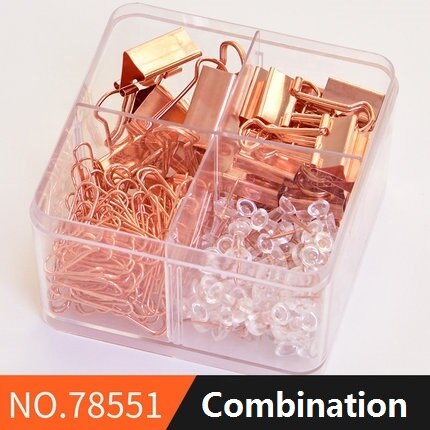 1 Pack Rose Gold Office Combination Push Pin Paper Clip Ticket Holder Desktop Gadget Metal Multi-Function Clip Deli 78551: 78551 1pack