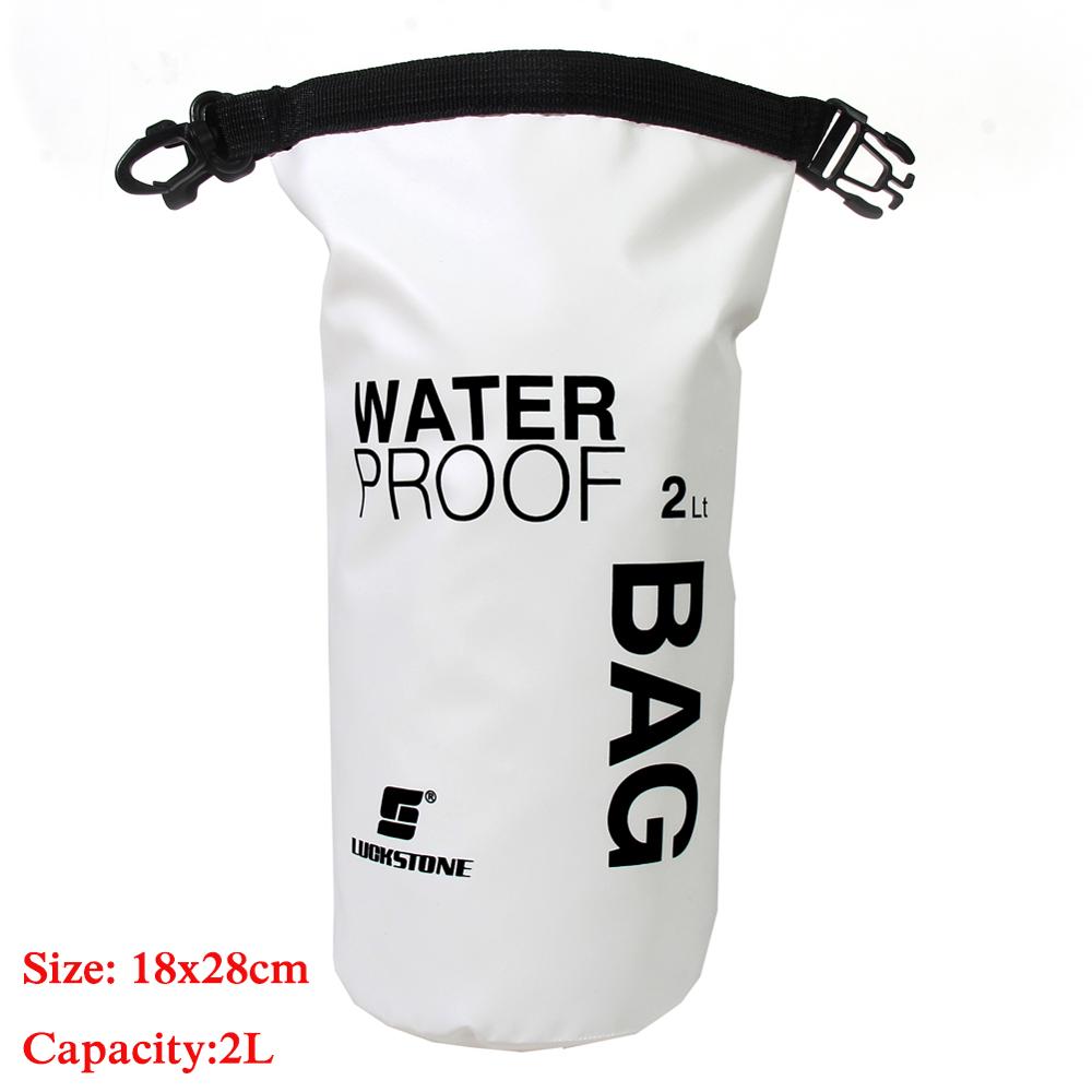 Sports Waterproof Dry Bag Backpack Floating Boating Rafting Kayaking Camping Hiking River Swimming Travel Kits 2L/8L/40L/70L: 2L White