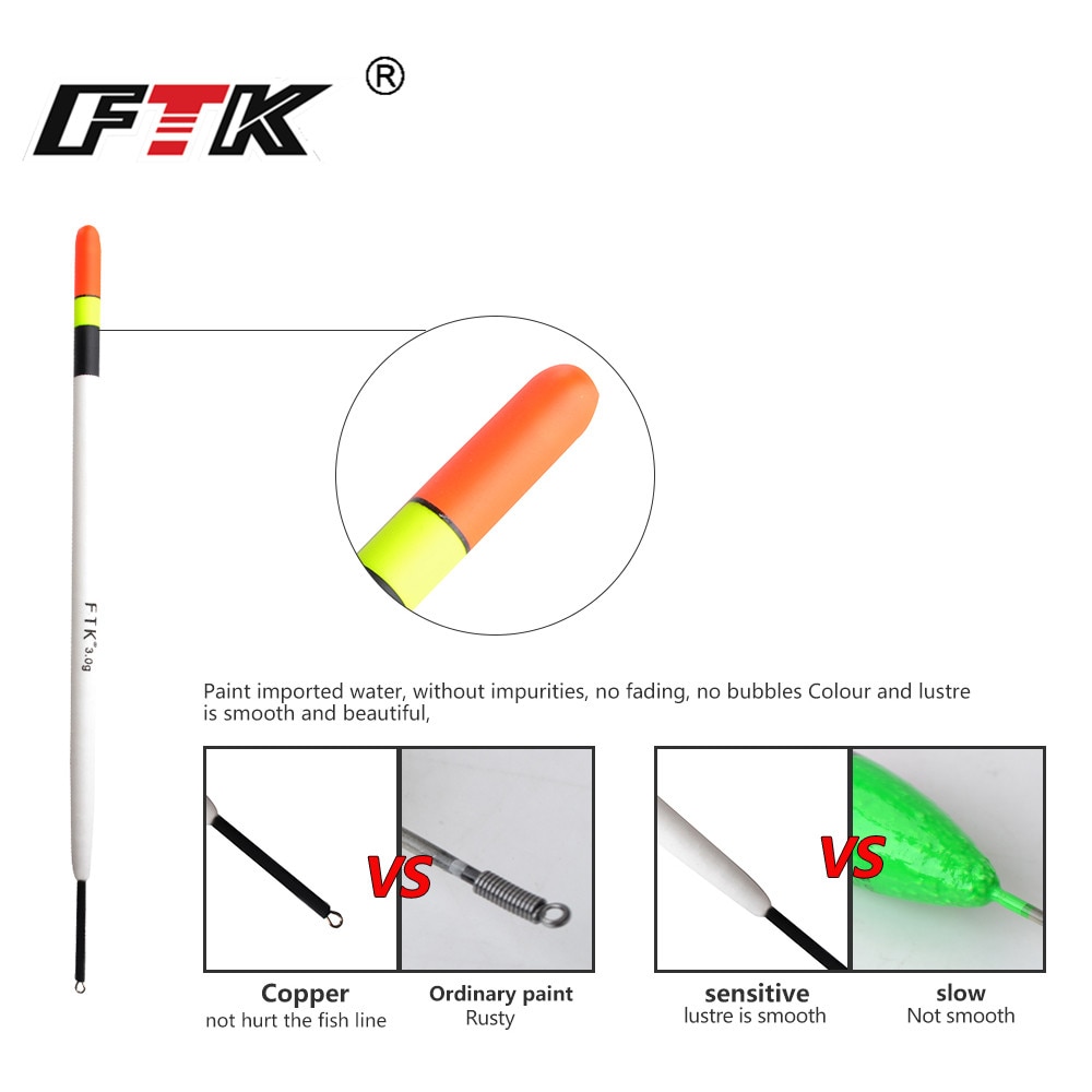 FTK 5pcs/pack Barguzinsky Fir Float 1g,2g,3g Length 16cm-20cm Fishing Float Vertical Buoy Float Fishing Tackle For Carp Fishing
