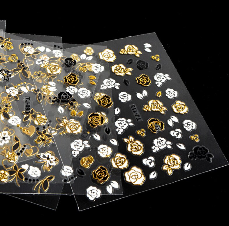 2022 30Pcs 3D Nagel Enhancement Accessoires Zwarte Goud Vlinder Bloem