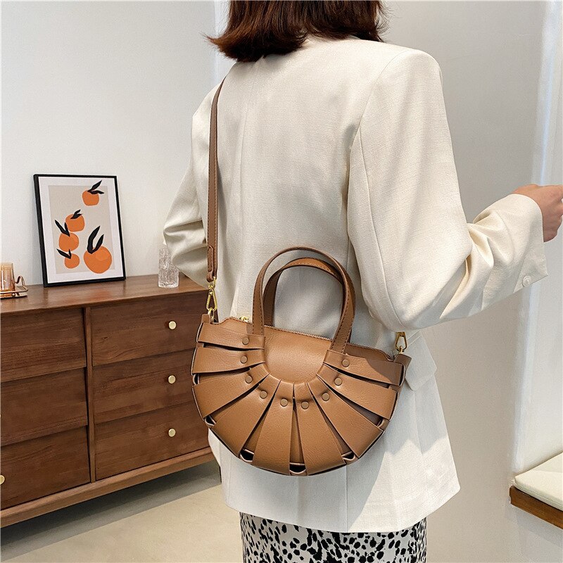 Semicircle Small Pu Leather Crossbody Bags for Women Trend Branded Trending Women's Shoulder Handbags Tote