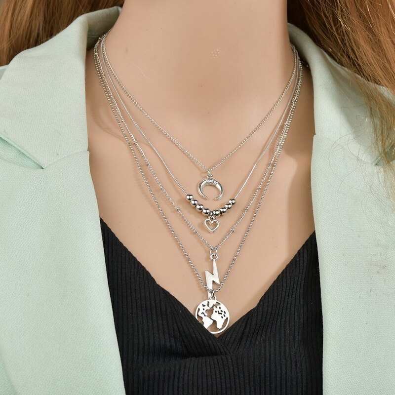 Yada gouden pentagram ster & maan ketting cadeau & ketting voor vrouwen roestvrijstalen kettingen statement sieraden ketting  se200046: Se200006sr