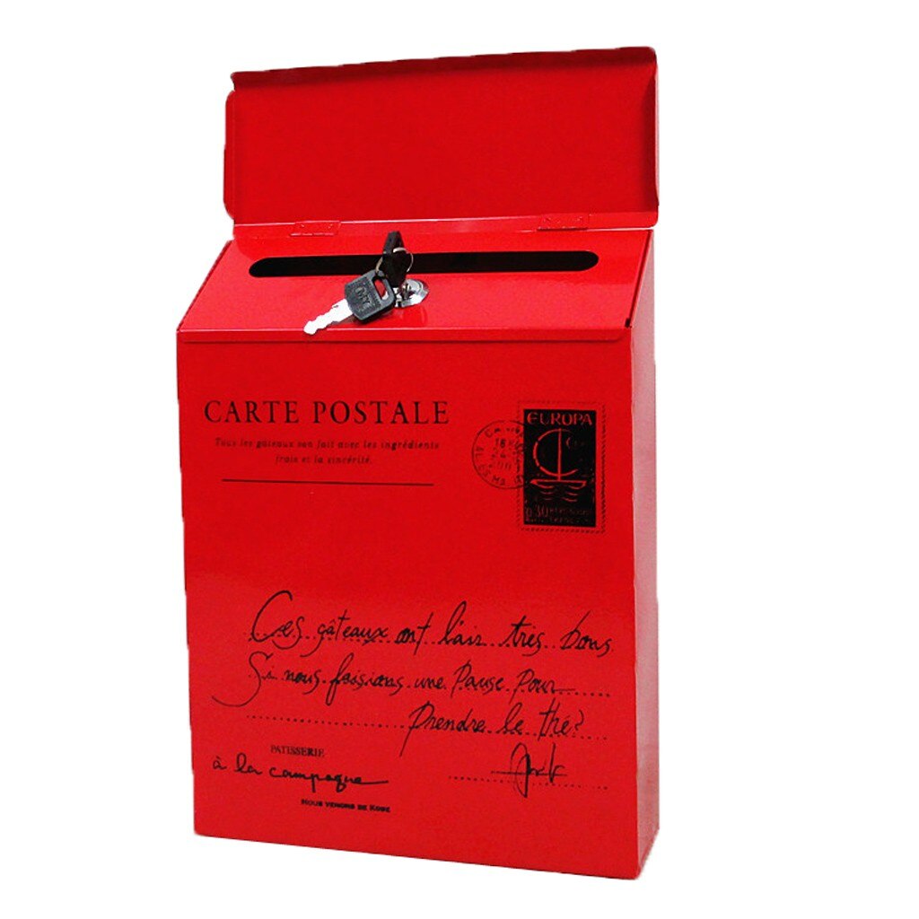 Buzón de correos Retro Vintage para montar en la pared, caja de periódicos con letras, impermeable, herramientas para montar en la pared, # T3: Red