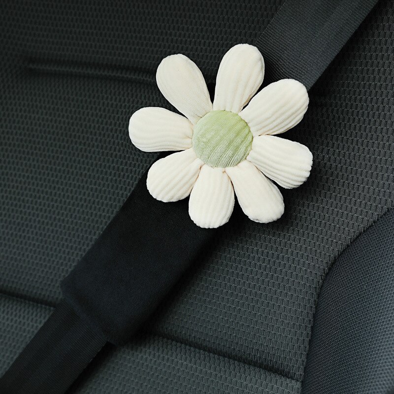 Nekkussen auto pluche hoofdsteun bloem auto nekkussen vrouwenkussen lendensteun schouderbeschermer: Beige witte schouder