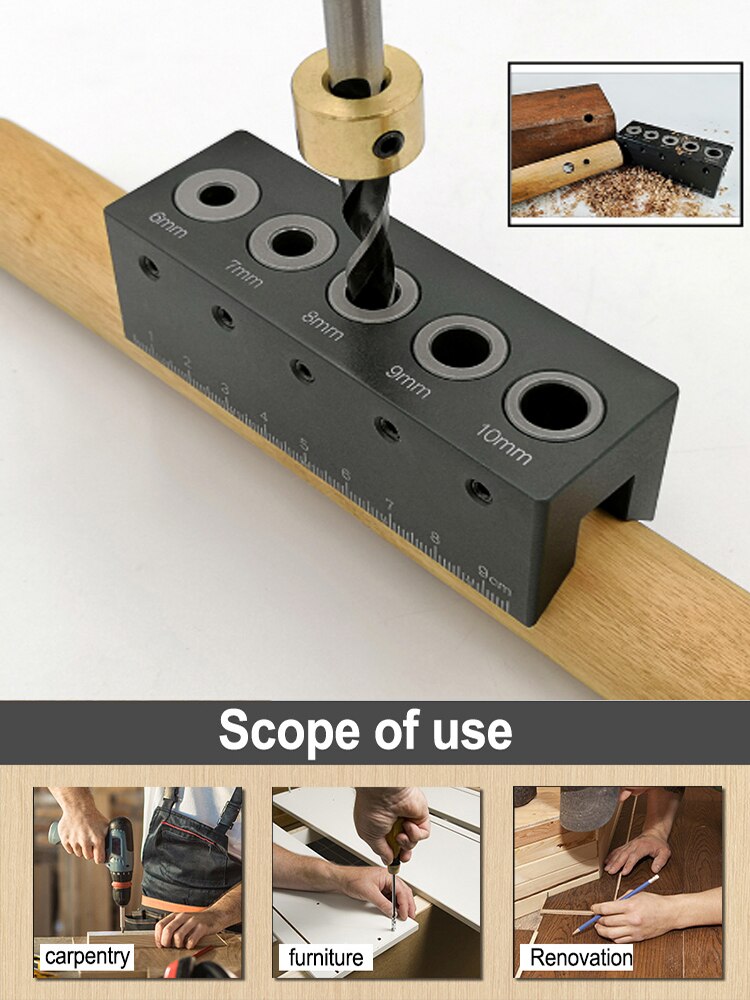 Handheld High Performance Straight Angle Drill Guide Bit 6/7/8/9/10mm 90 Degrees Doweling Jig Woodworking Tool