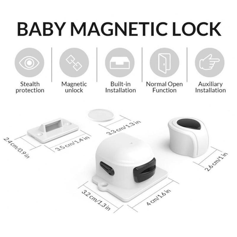 1set Magnetic Children Safety Lock 4 Locks+1 Key Security Cabinet Drawer Kitchen Door Lock Kids Wardrobe Invisible Locks