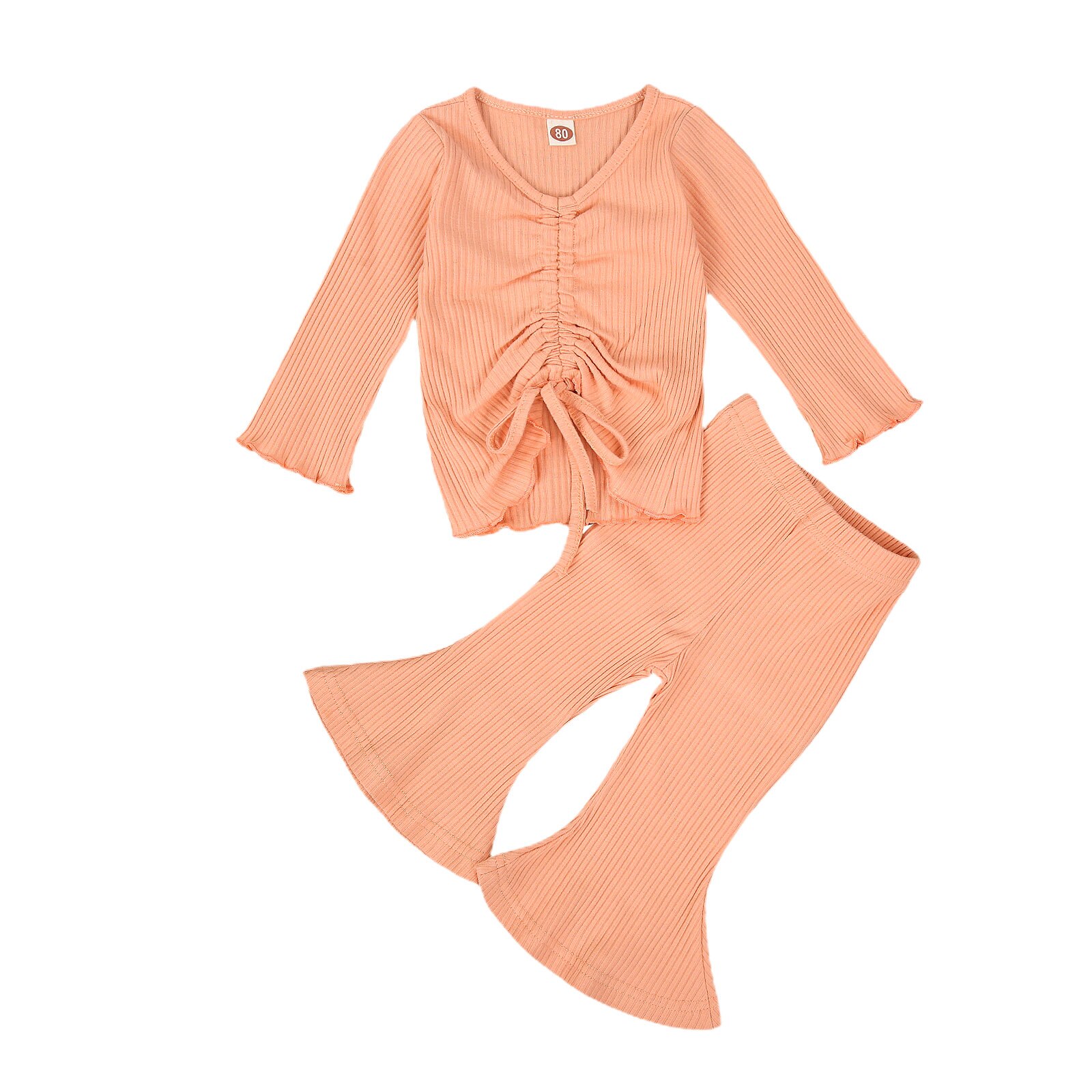 Focus norm-pantalons d'automne pour petites filles, vêtements pour bébés filles, solide, tricoté à nœud papillon, manches longues, évasé hauts Pullover, 3 couleurs: green / 18M