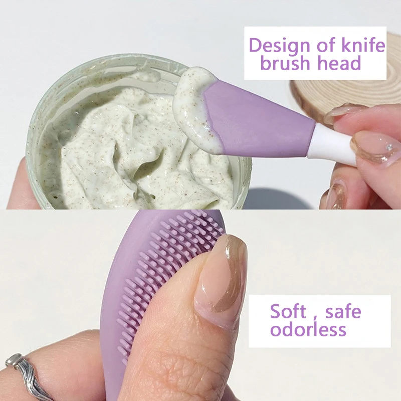 Cepillo para mascarilla Facial de silicona de doble cabezal, cepillos de limpieza para masaje Facial, raspador de película de barro DIY, herramienta de cuidado Facial,