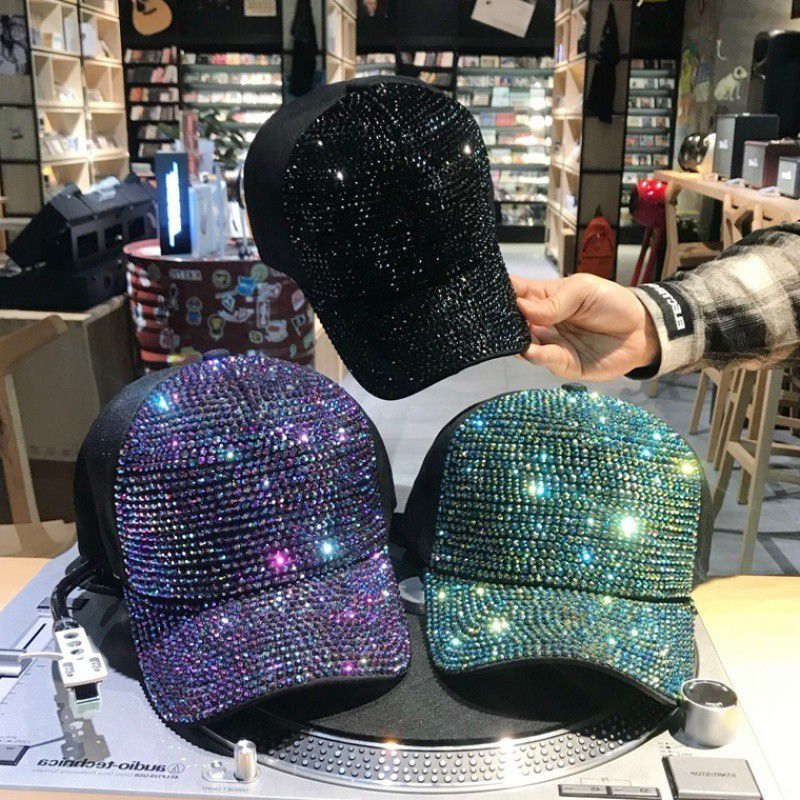 Nuove Donne di Modo Berretto Da Baseball di Strass Perla Di Lusso Paillettes Sport Cap Traspirante Snapback Cappello di Sun del Cappello di Hip Hop