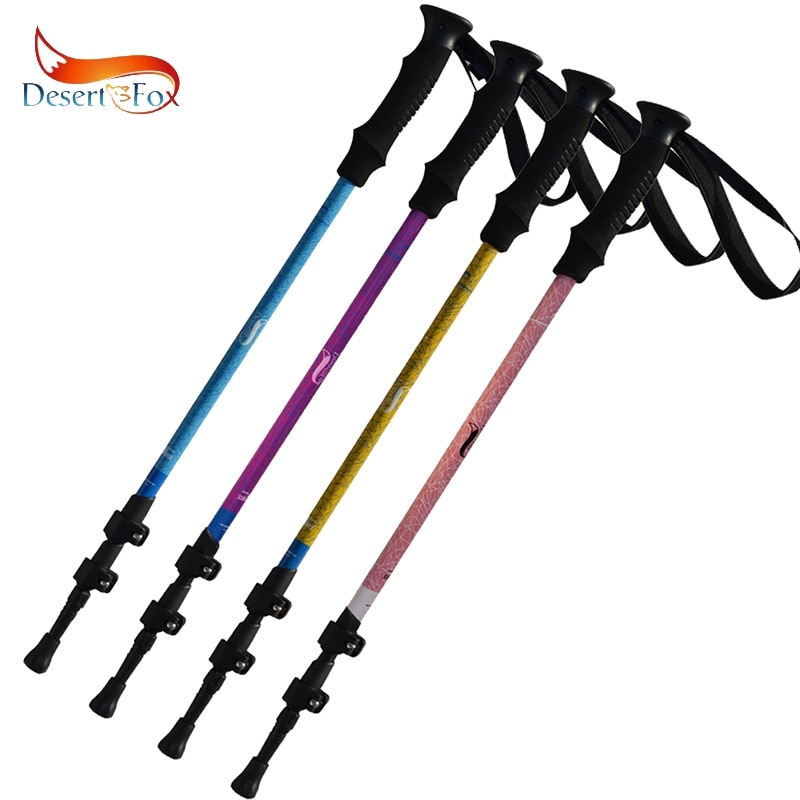 Desert&Fox Aluminum Adjustable Trekking Poles 2pcs,Lightweight Hiking Walking Sticks with Retractable External Lock for Climbing