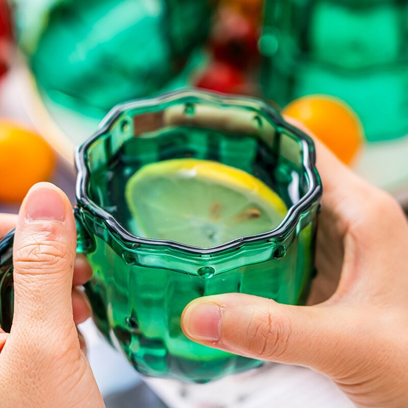 Juego de tazas de vidrio apilables con forma de Cactus, vasos verdes para zumo, café, té, para beber, 6 unids/set