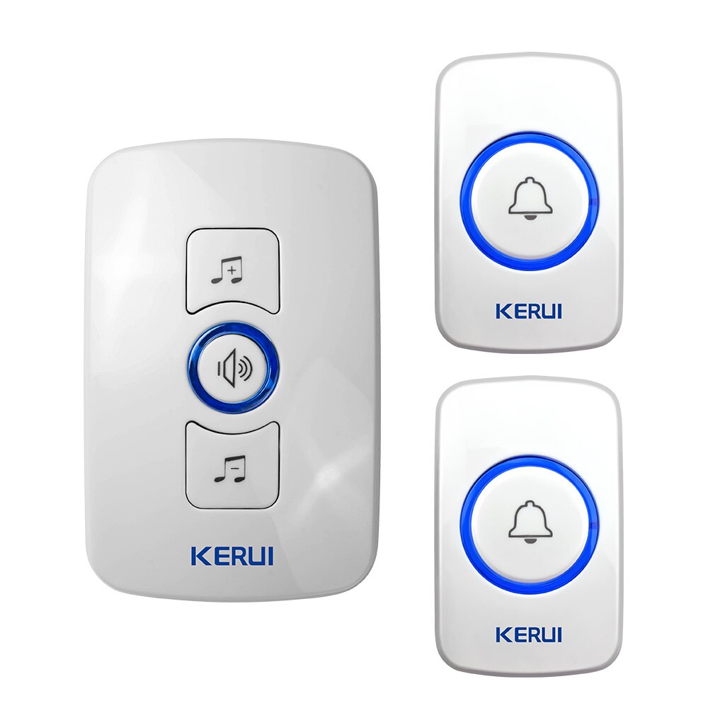 KERUI Home Security Wireless Welcome Emergency Alarm Door Bell 433MHz Entry Door Alert Waterproof Button Doorbell: Doorbell kit3-white