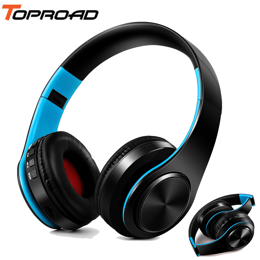 TOPROAD Headphones Bluetooth Headset Earphone Wireless Headphone Stereo Foldable Sport Earphone Microphone Hands Free MP3 Player