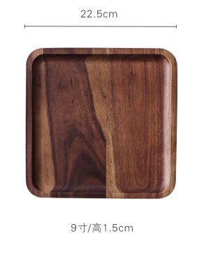 Rectangular solid wood tray plate acacia wooden pallet fruit bread small plate wooden plate Japanese wooden tray: Brown