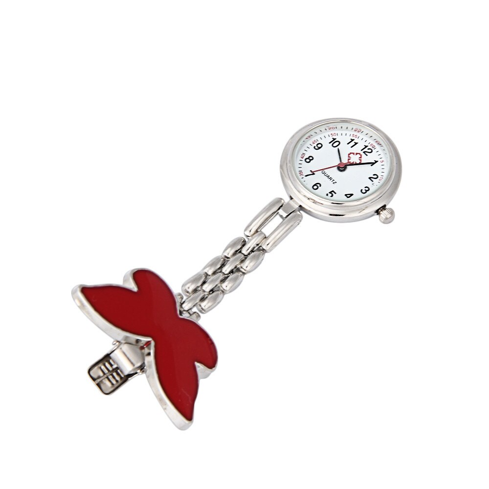Mode Vlinder Verpleegster Arts Horloges Clip-On Fob Broche Hanger Opknoping Horloge Zakhorloge Relogio Feminino Klok: F